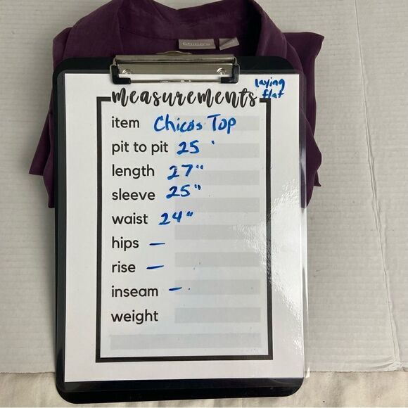 Chico’s Plum Button Down Shirt Long Sleeve with Roll Tab Women’s Size Large - Picture 7 of 14